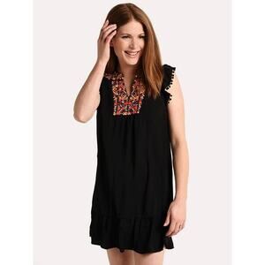THML women’s embroidered bib dress size Medium black